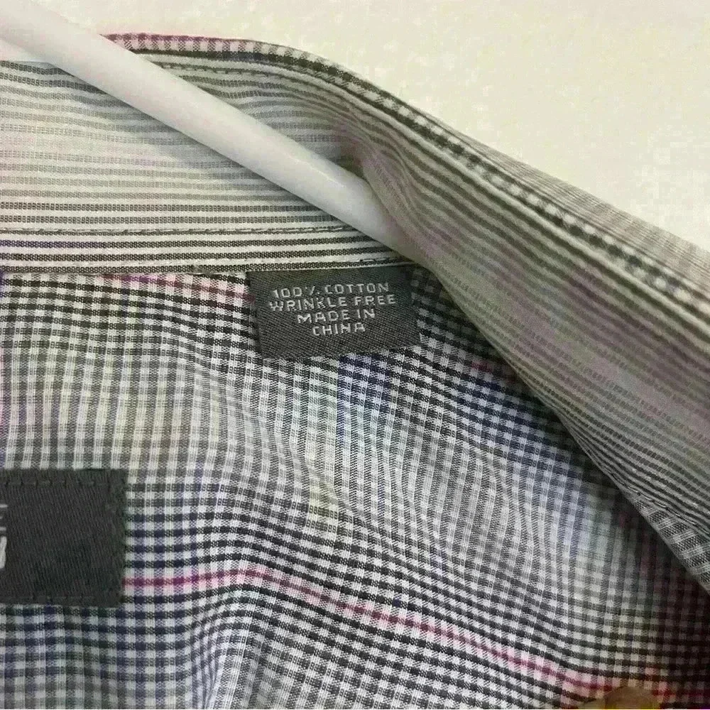 Kenneth Cole Reaction Men's Slim-Fit Blue Plaid Long-Sleeve Shirt size 16 34/35